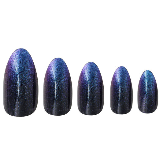 W7 Cosmetics Dark Blue Glitter Illusion Glamorous Nails False Nails
