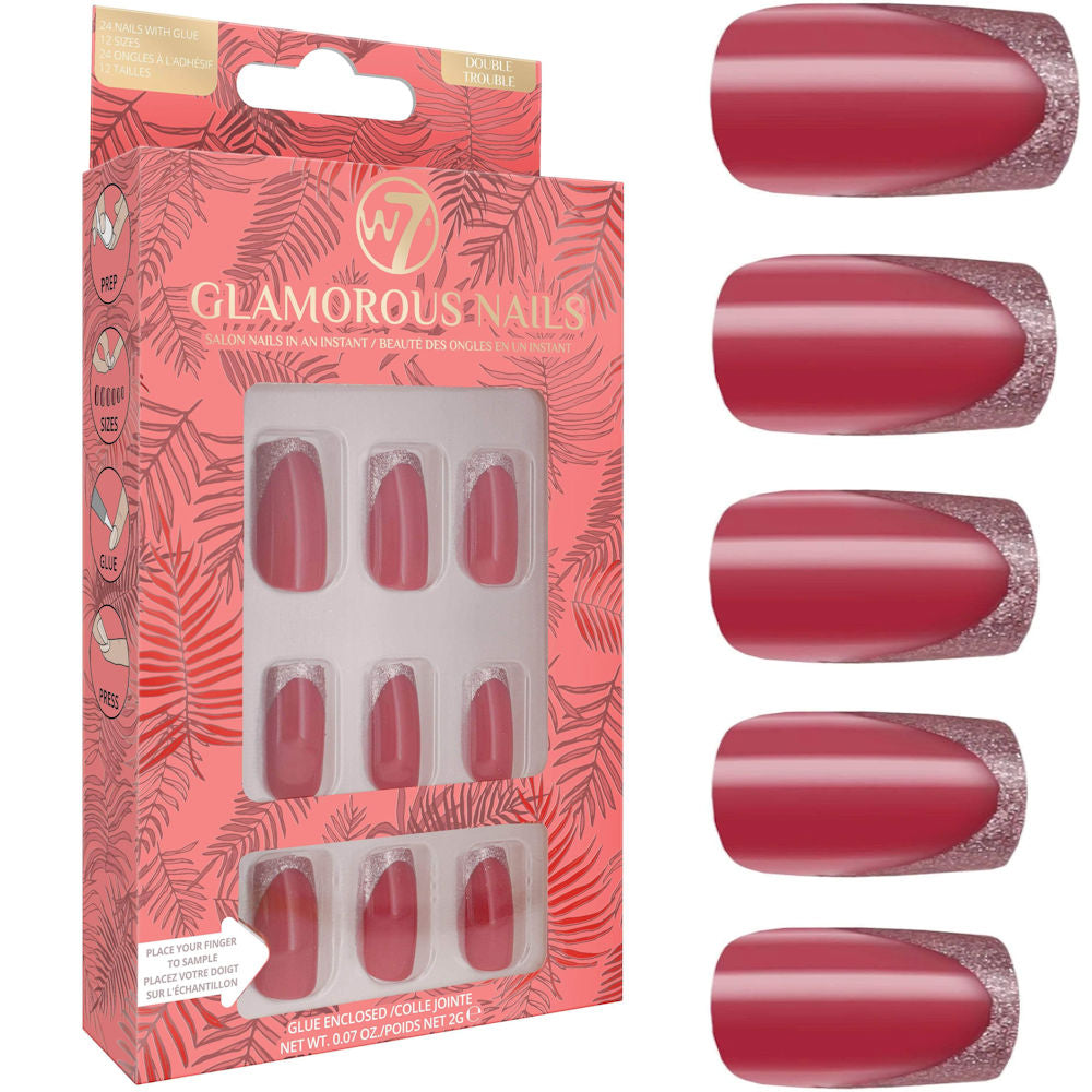 W7 Cosmetics Red Double Trouble Glamorous Nails False Nails