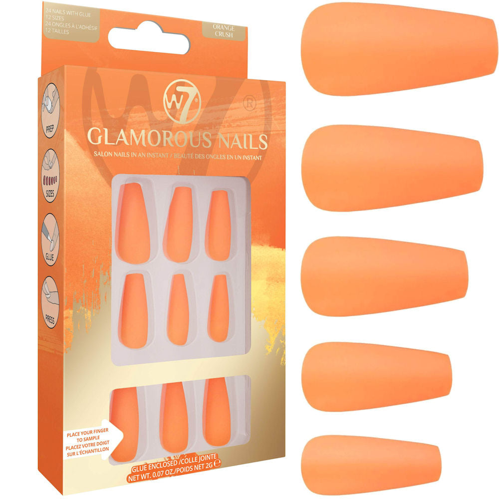 W7 Cosmetics Orange Crush Glamorous Nails False Nails