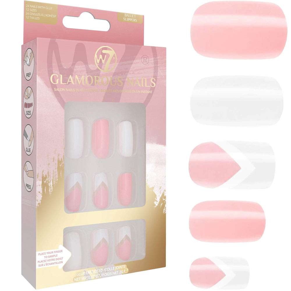 W7 Cosmetics Pale Pink Ballet Slippers Glamorous Nails False Nails