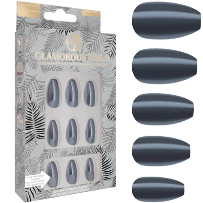 W7 Cosmetics Grey Blue After Dark Glamorous Nails False Nails
