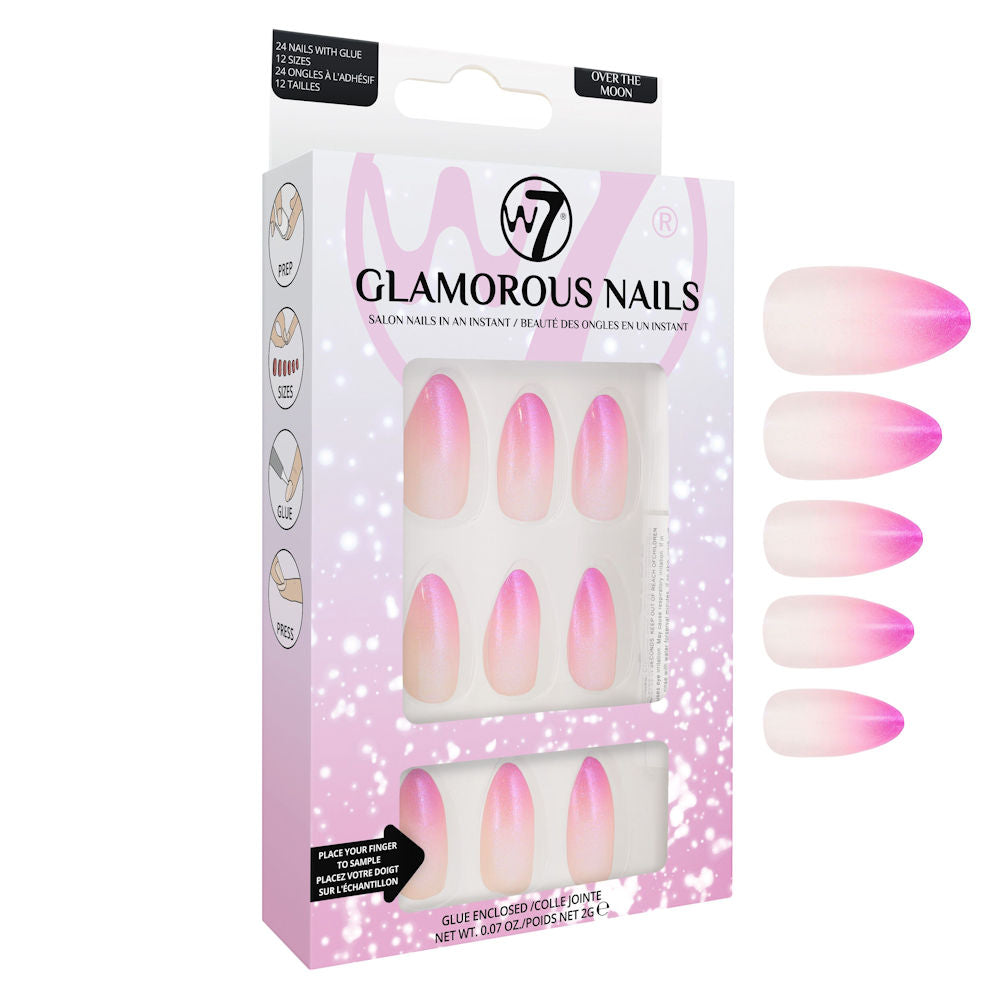 W7 Cosmetics Pink Ombre Over The Moon Glamorous Nails False Nails