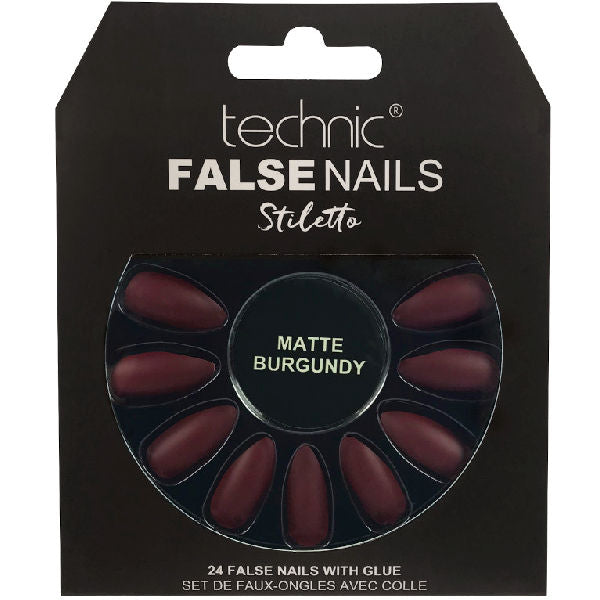 Technic Cosmetics Stiletto Matte Burgundy False Nails