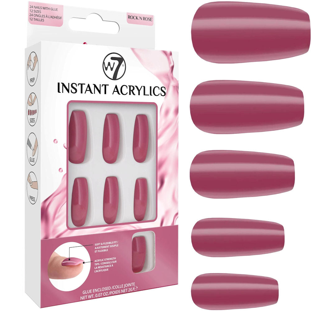 W7 Cosmetics Pink Rock N Rose Instant Acrylics False Nails