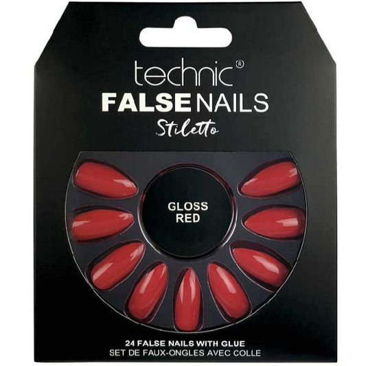 Technic Cosmetics Stiletto Gloss Red False Nails