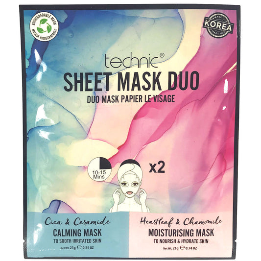 Technic Cosmetics Calming & Moisturising Sheet Face Mask Duo
